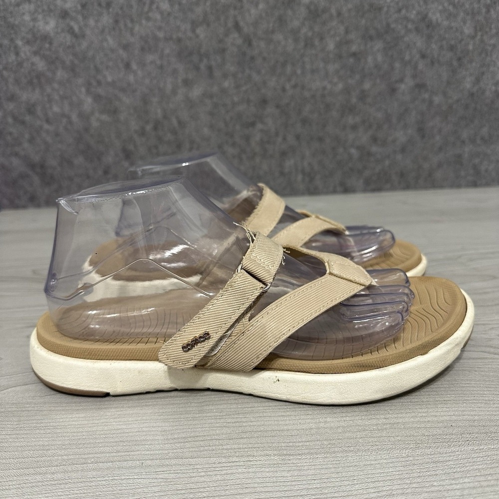 Coface Beige Canvas Flip-Flop Sandals Women's Sz 9 Casual Comfort Slides